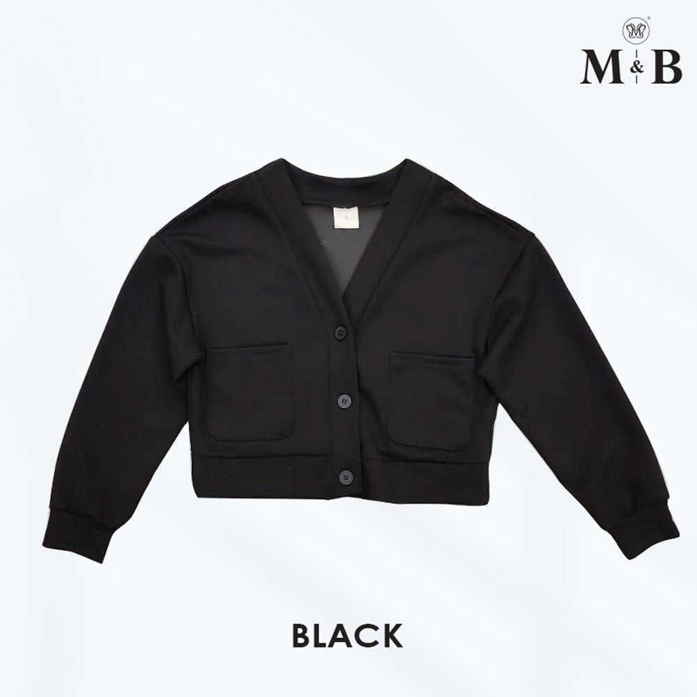 Ladies Outerwear Cropped Button-Up Cardigan