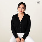 Ladies Outerwear Cropped Button-Up Cardigan