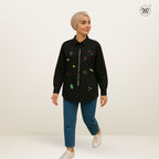 Ladies Embroidered White Button-Up Shirt