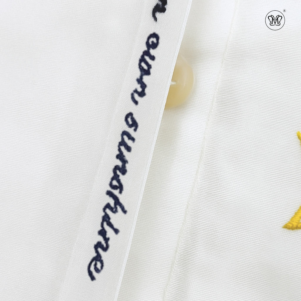 Ladies Embroidered White Button-Up Shirt