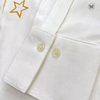 Ladies Embroidered White Button-Up Shirt