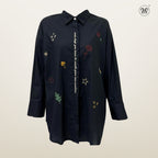 Ladies Embroidered White Button-Up Shirt