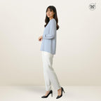 Gathered V-Slit Neckline Blouse