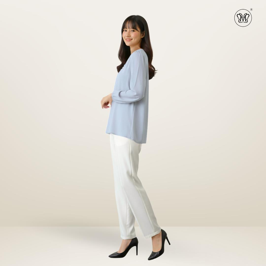 Gathered V-Slit Neckline Blouse