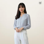 Gathered V-Slit Neckline Blouse