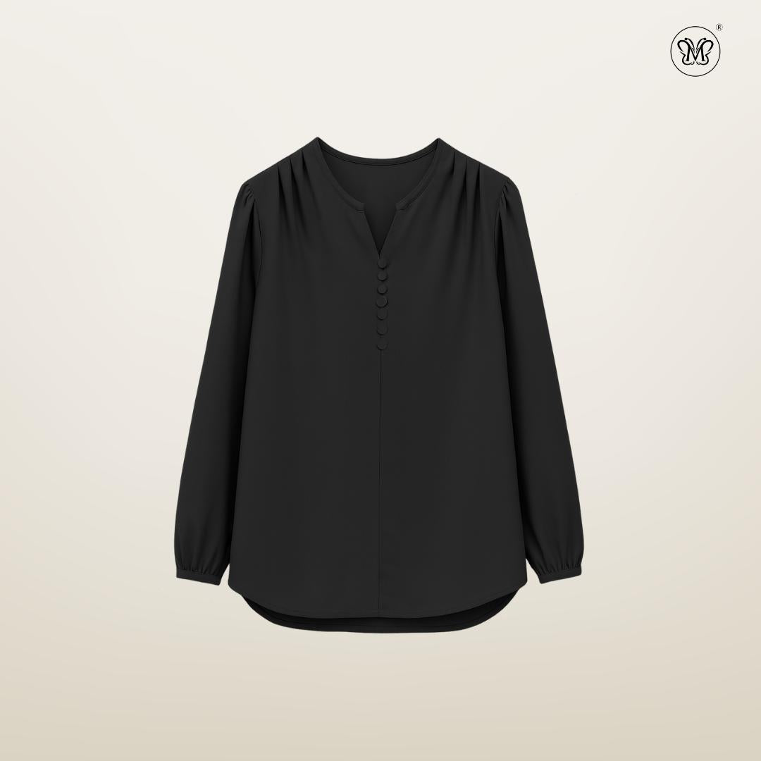 Gathered V-Slit Neckline Blouse
