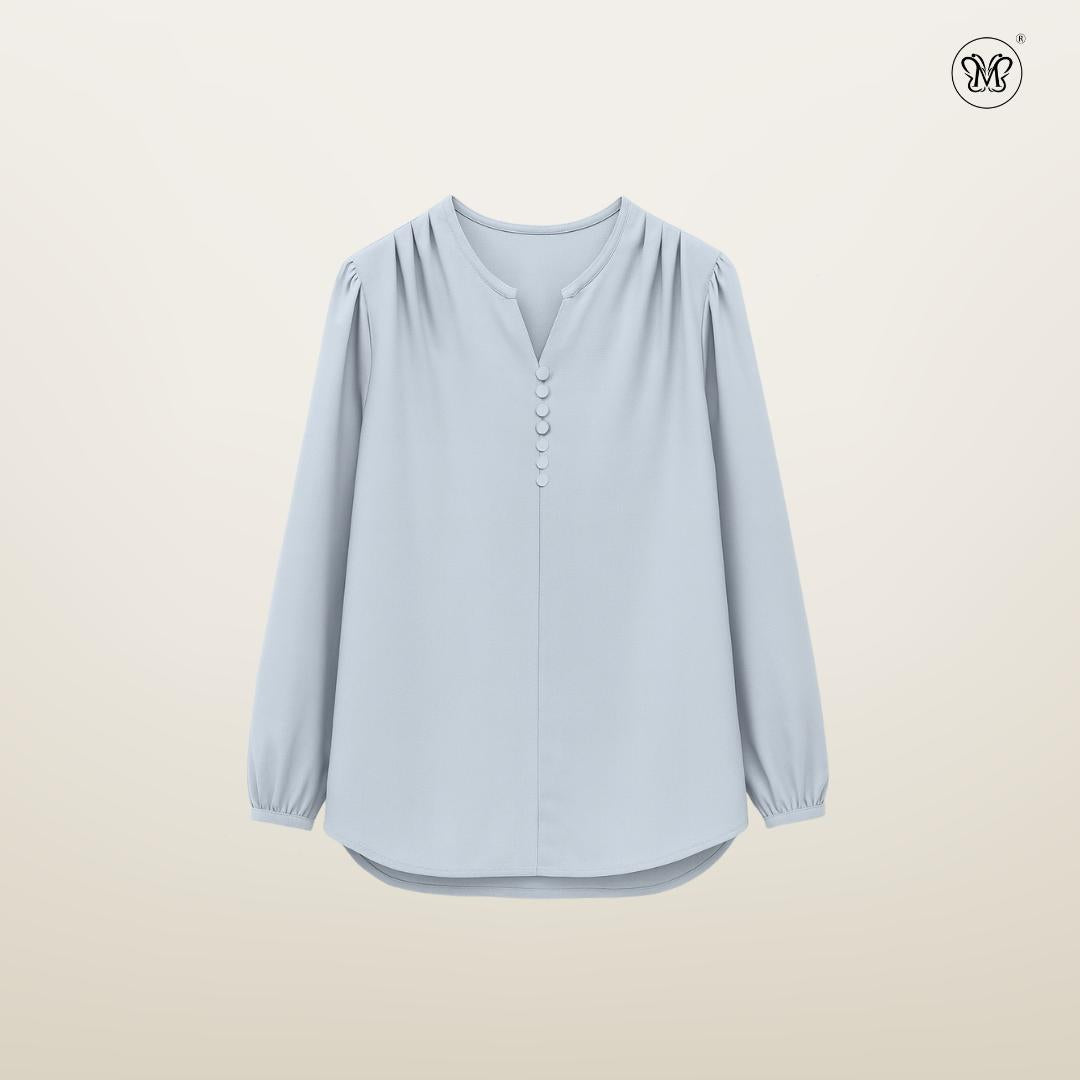 Gathered V-Slit Neckline Blouse