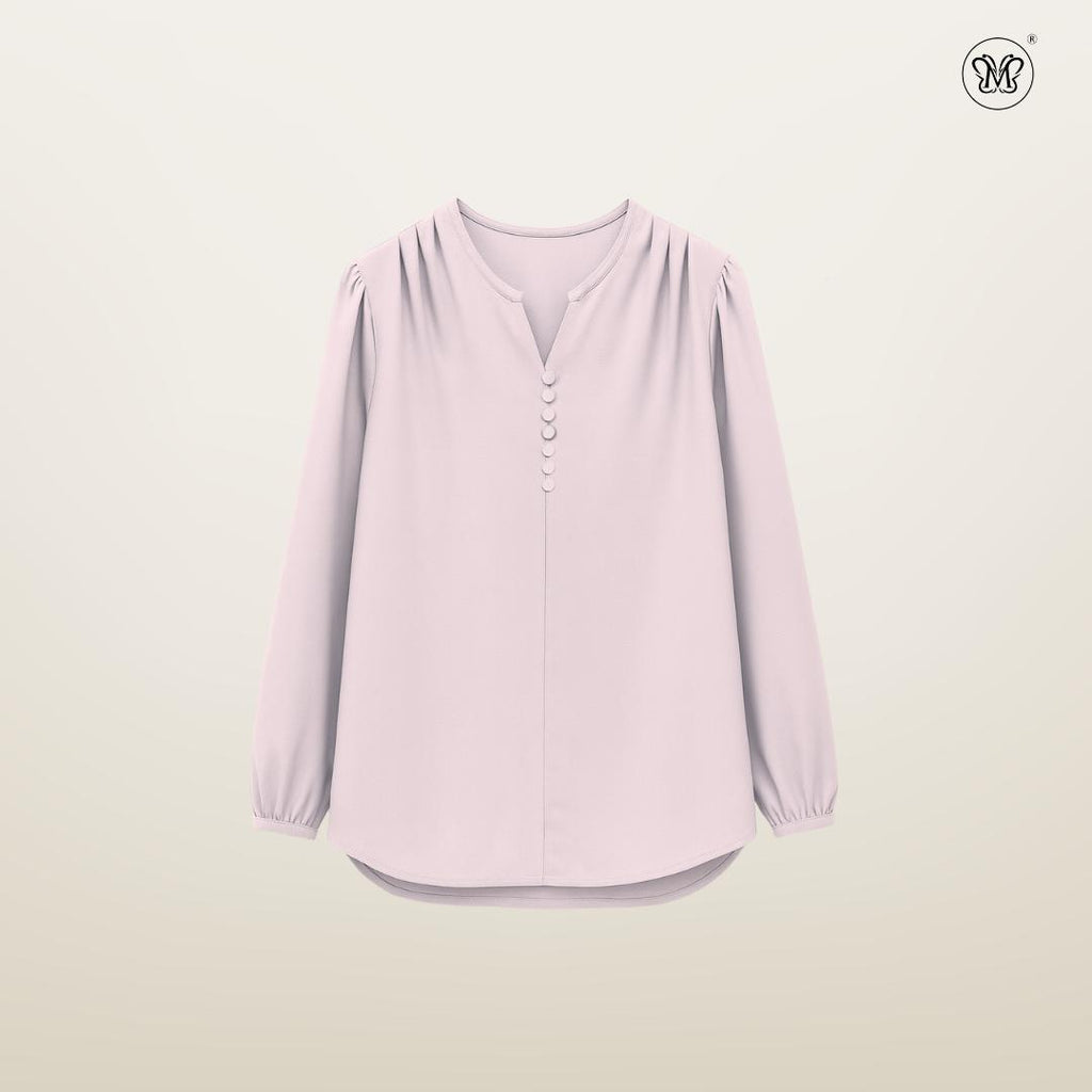 Gathered V-Slit Neckline Blouse