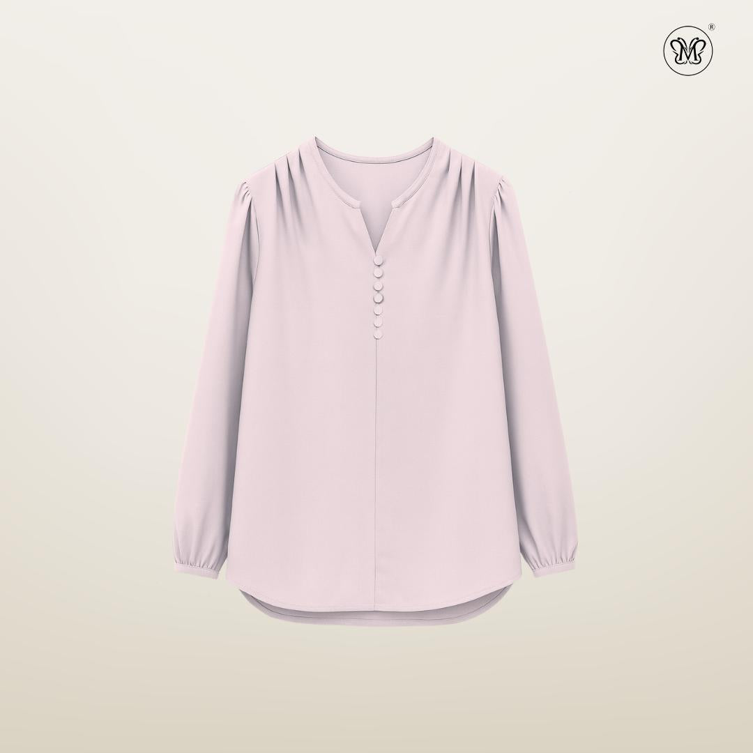 Gathered V-Slit Neckline Blouse