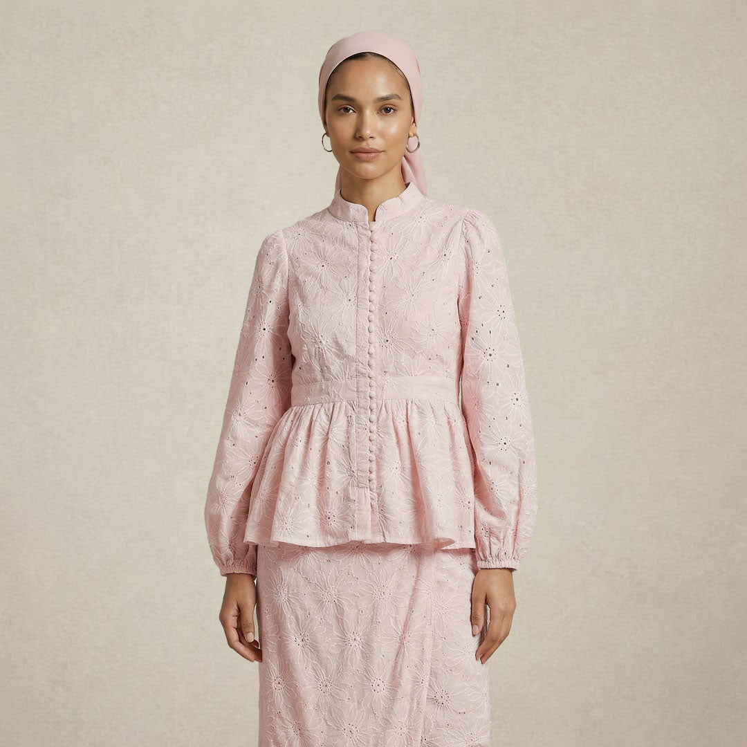 Bunga Embroidered Peplum Set