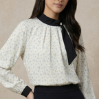 Neck Tie Scarf Style Blouse