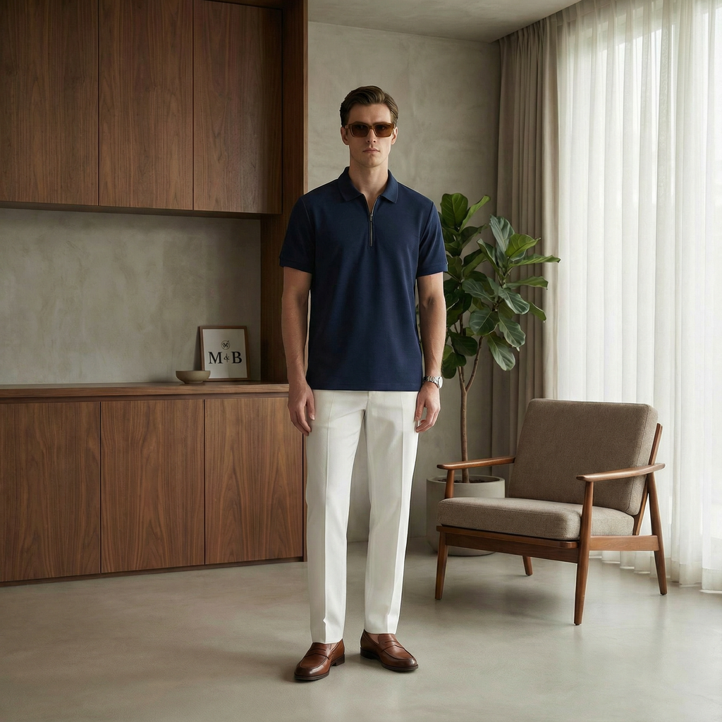 Men's Waffle-Knit Polo Shirts