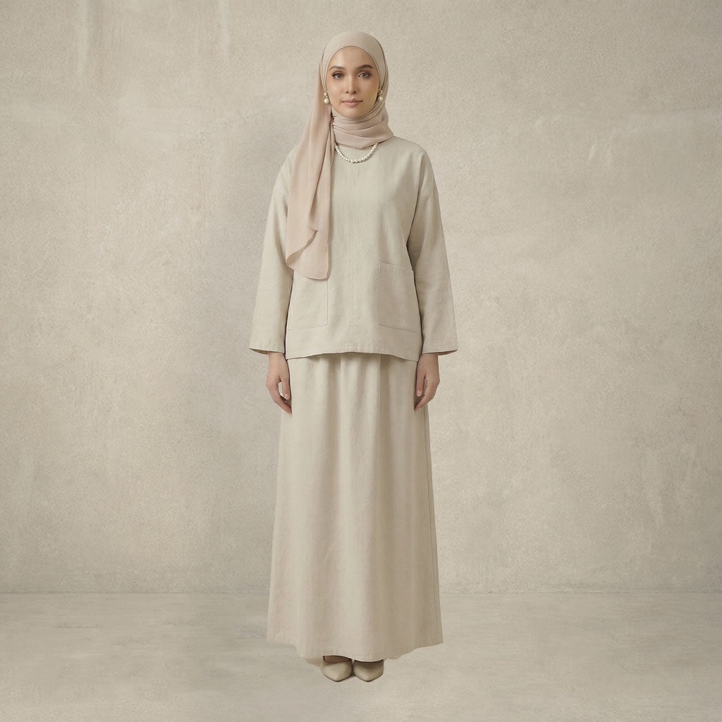 Ladies Front Pockets Linen Set