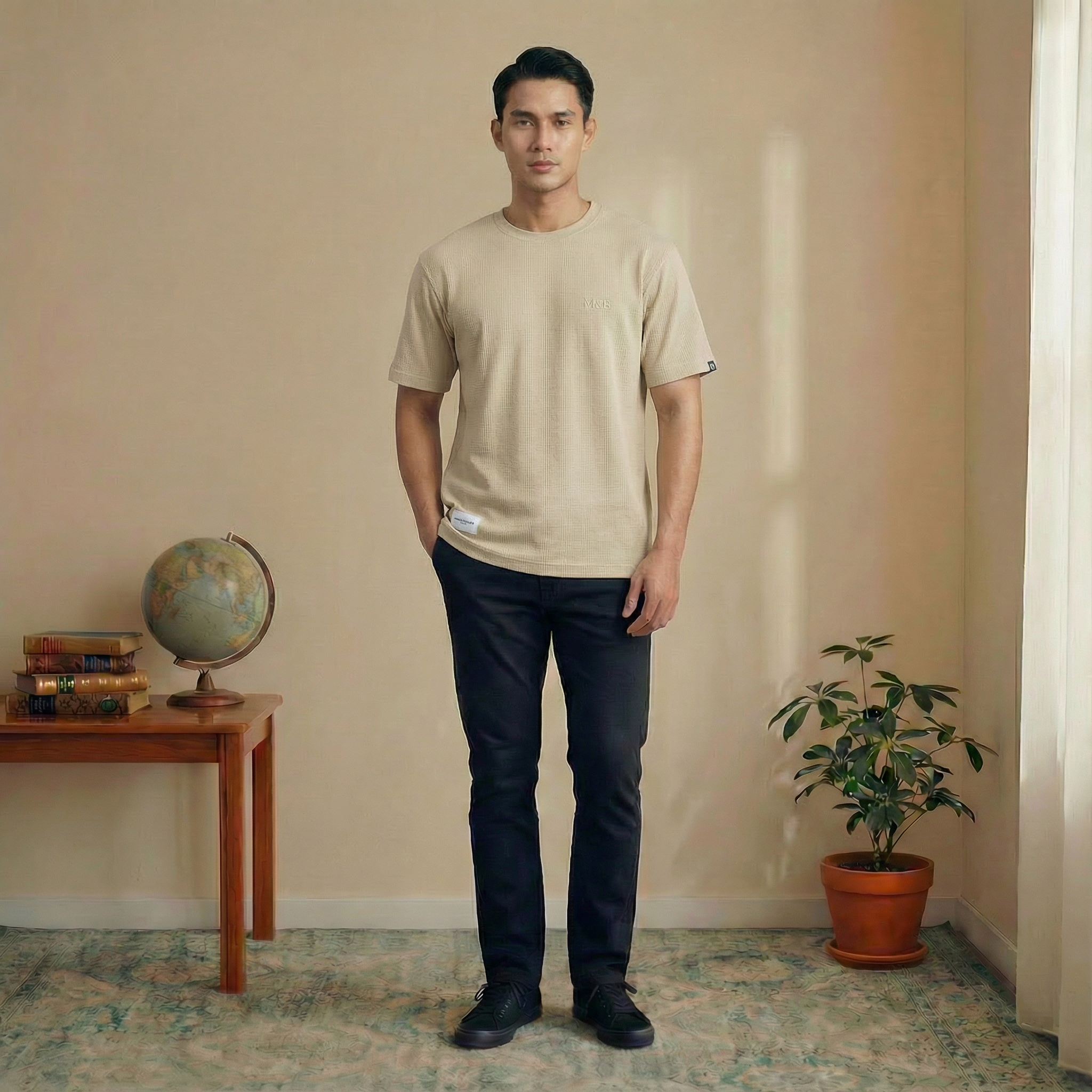 Waffle Round Neck T-Shirt