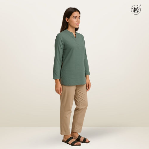 Blouse Casual V-Neck Zip