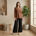 Blouse Casual V-Neck Zip