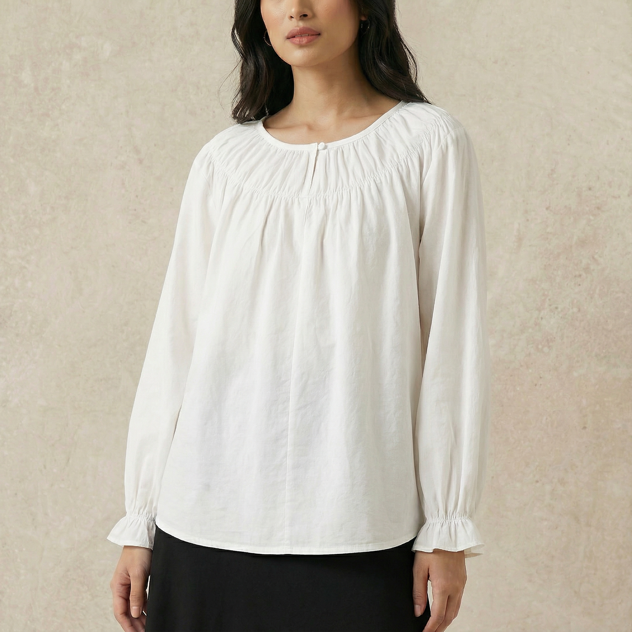 Soft Gathered Wrist Blouse