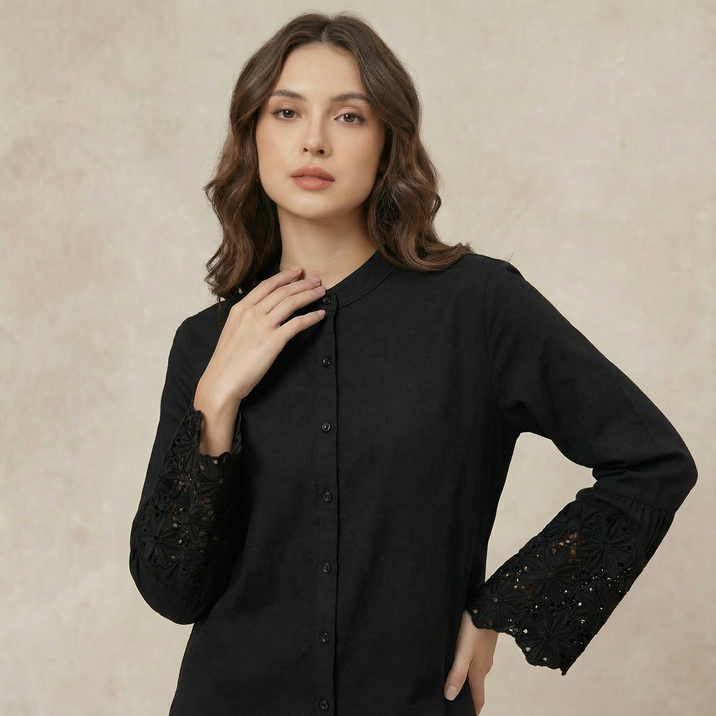 Embroidered Bell Sleeves Blouse