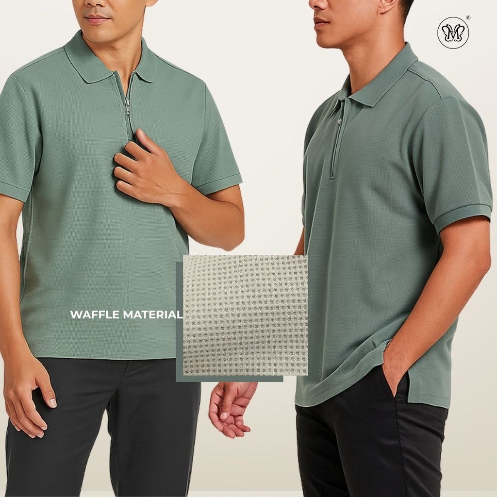Men's Waffle-Knit Polo Shirts