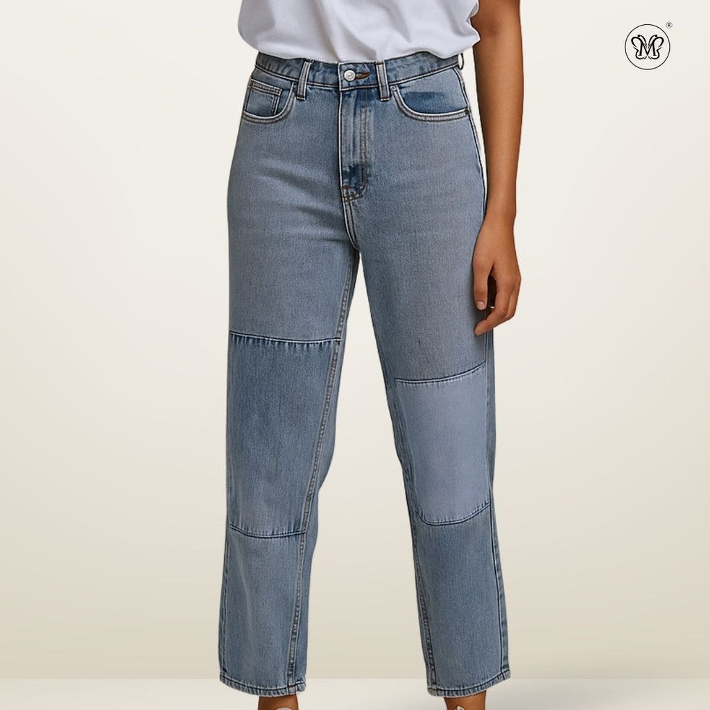 Straight-Leg Patch Jeans