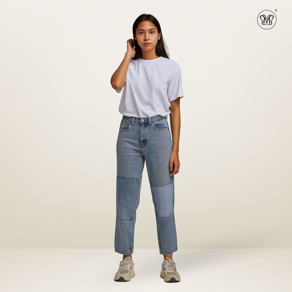 Straight-Leg Patch Jeans