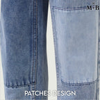 Straight-Leg Patch Jeans