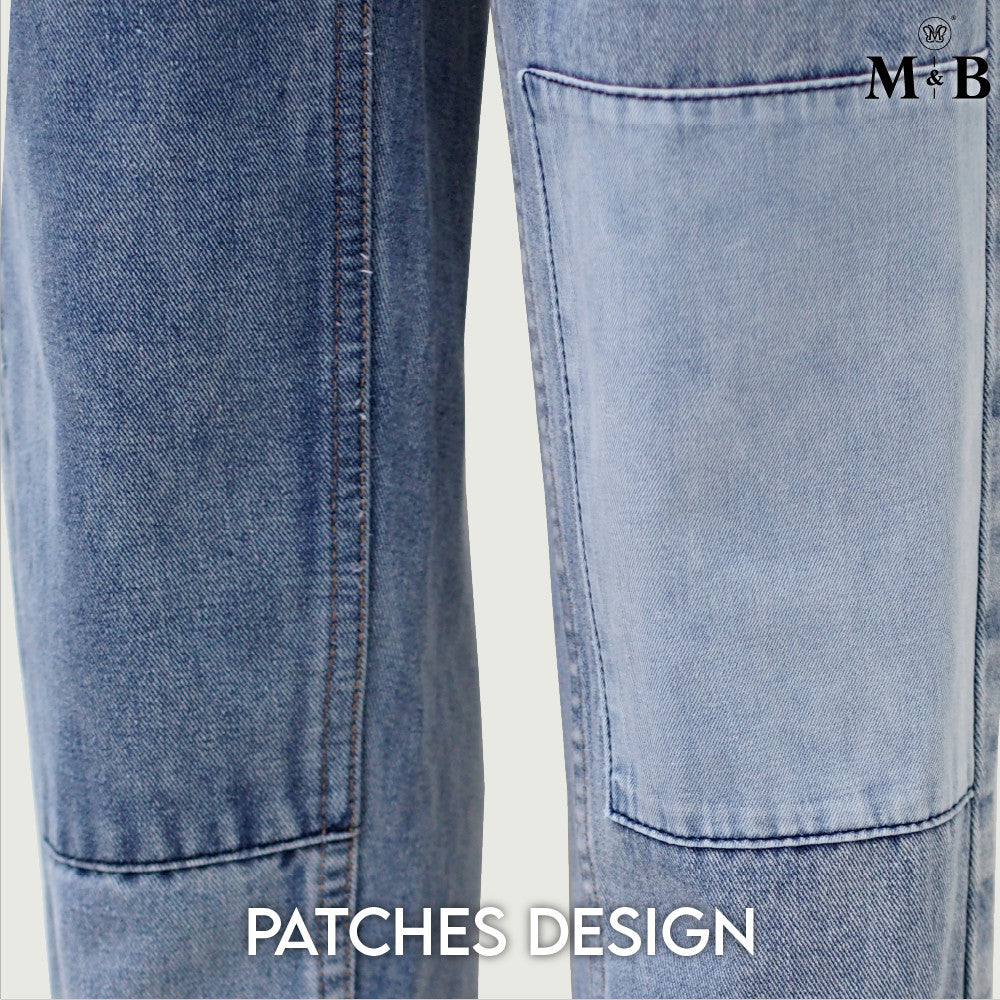 Straight-Leg Patch Jeans
