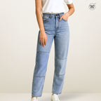 Straight-Leg Patch Jeans