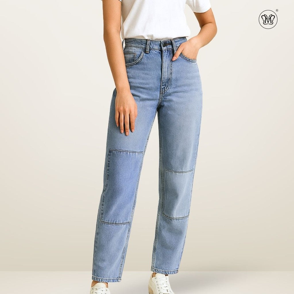 Straight-Leg Patch Jeans