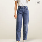 Straight-Leg Patch Jeans