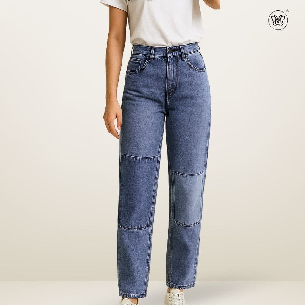 Straight-Leg Patch Jeans