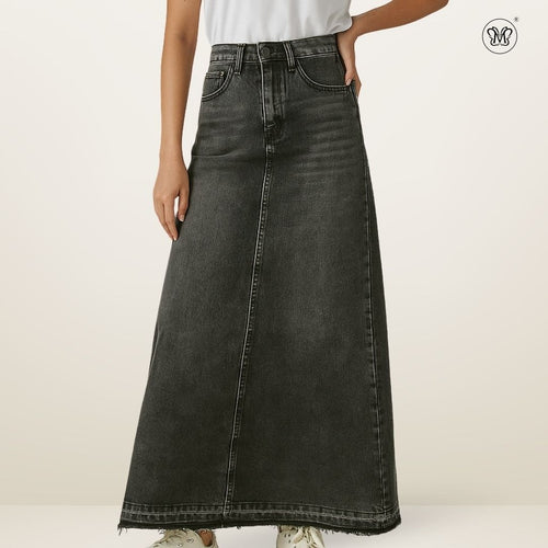 Denim Maxi A-Line Skirt