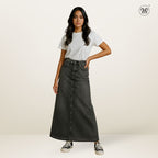 Denim Maxi A-Line Skirt