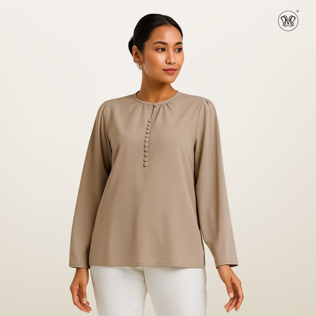 Modest Blouse Long Puff Sleeves