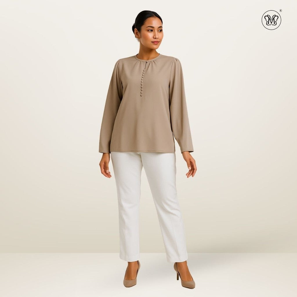 Modest Blouse Long Puff Sleeves
