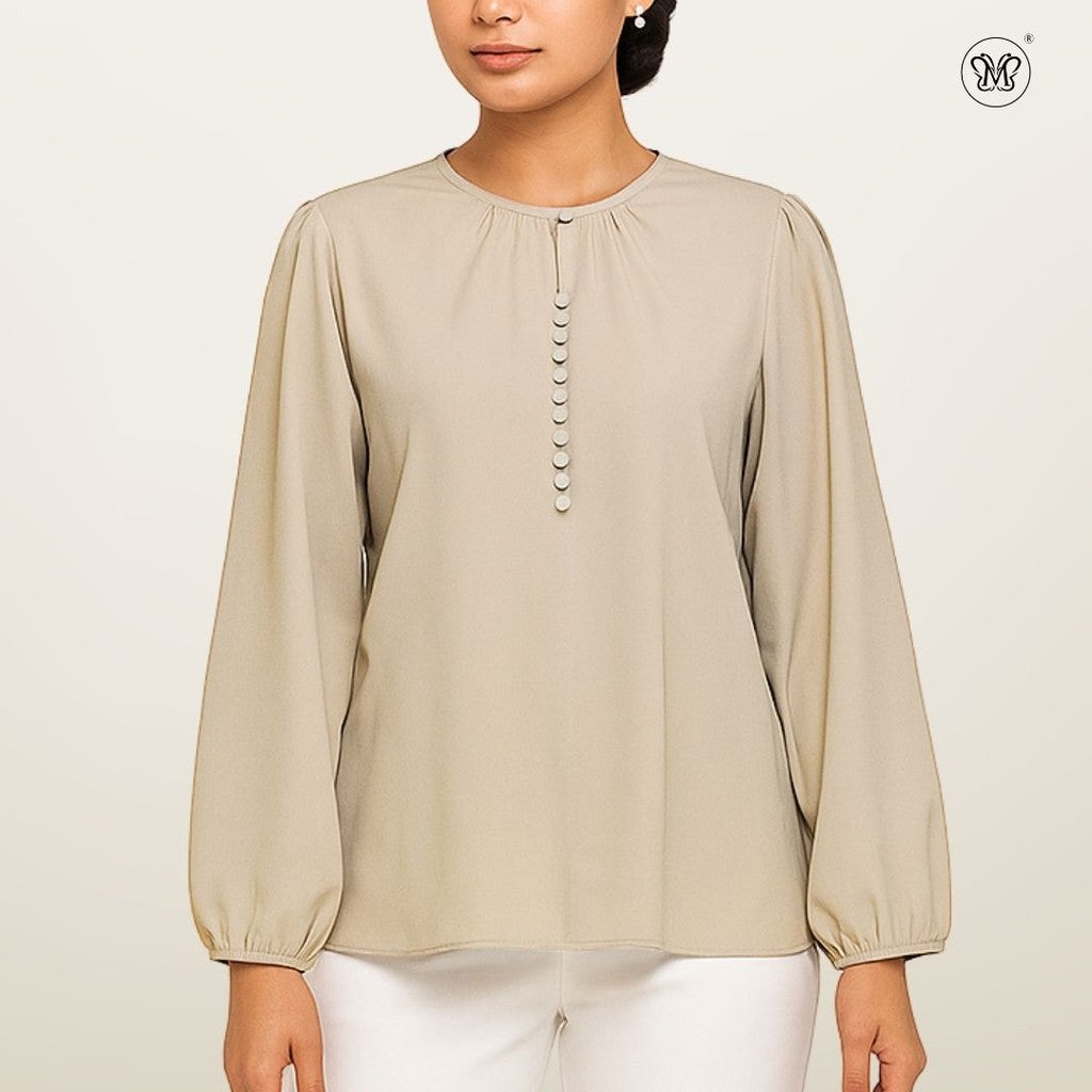 Modest Blouse Long Puff Sleeves