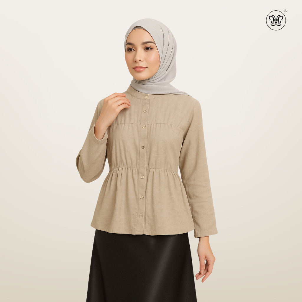 Blouse Plain With Gathered Seam