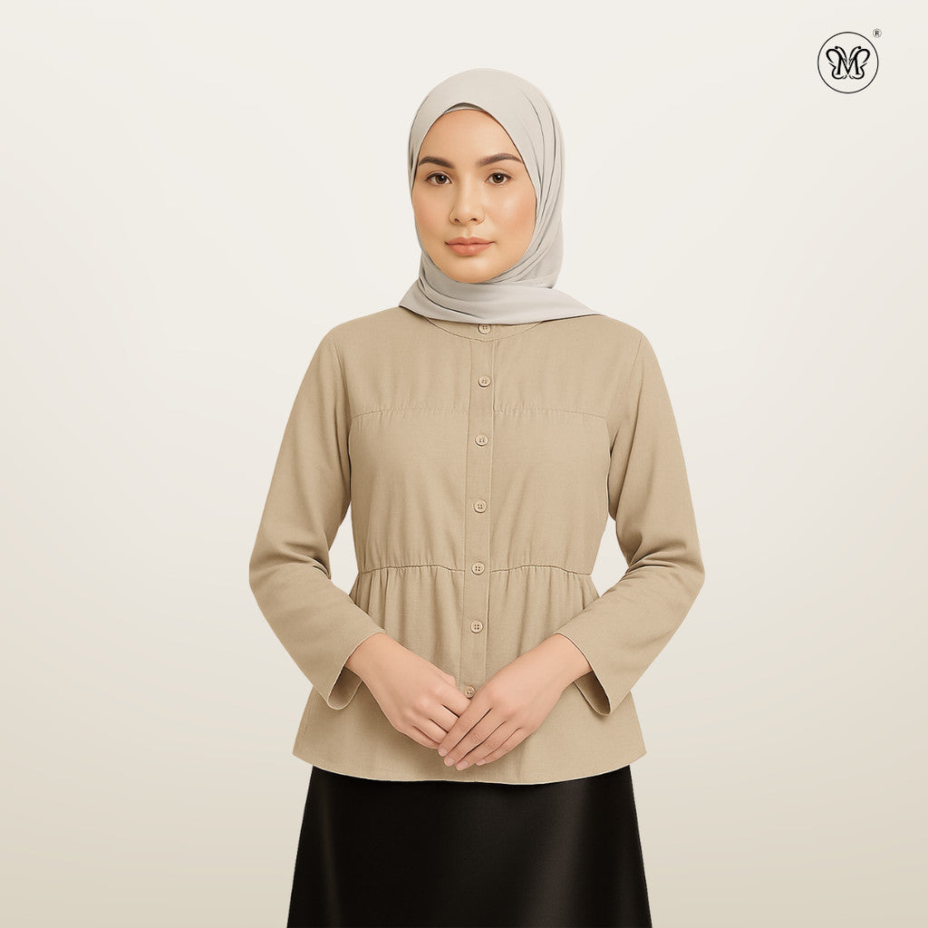 Blouse Plain With Gathered Seam
