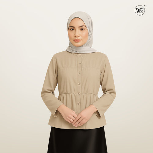 Blouse Plain With Gathered Seam