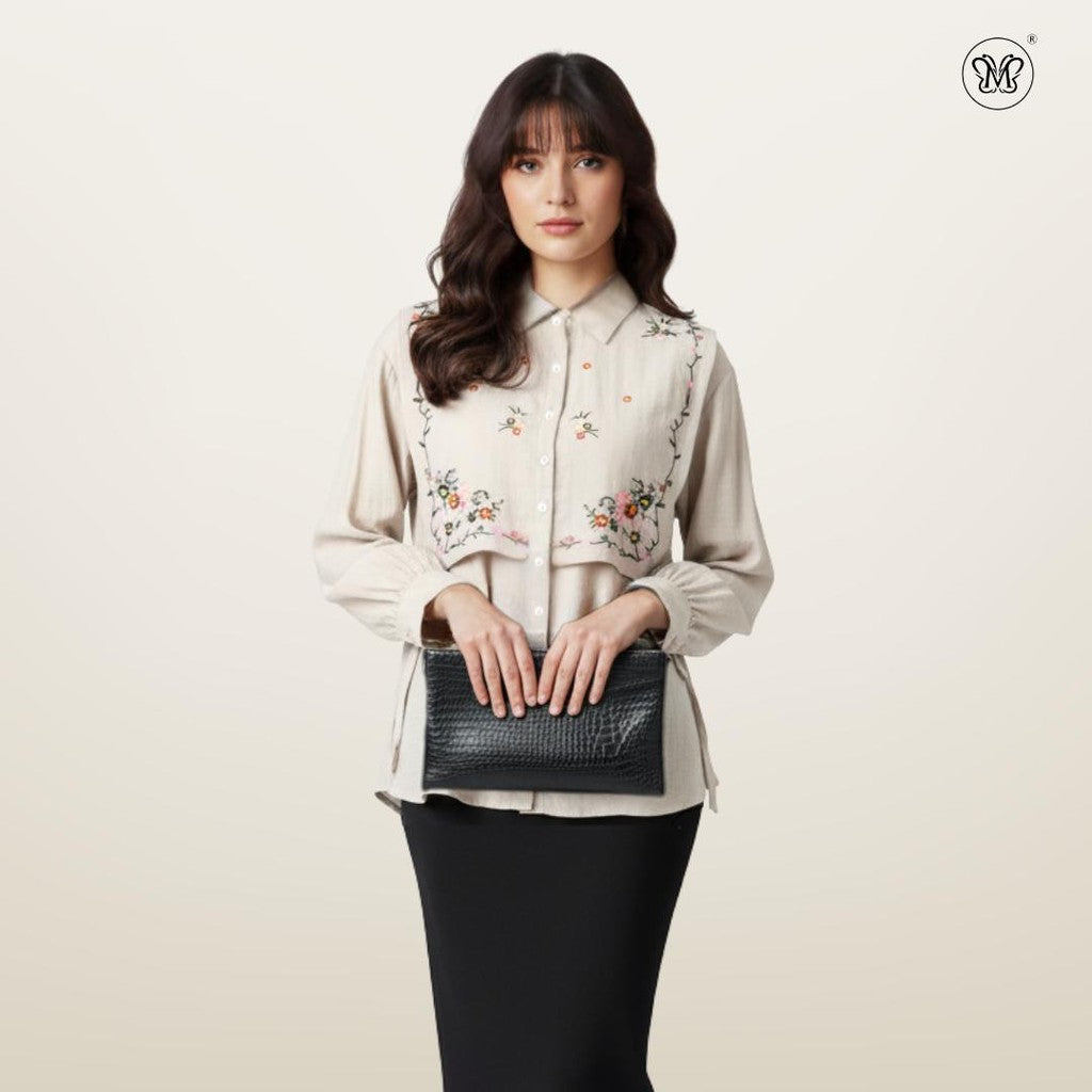Ladies Blouse Top Floral Embroideries