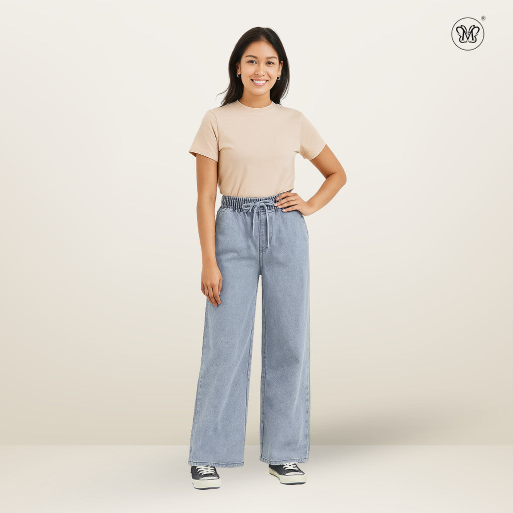 Ladies Denim Trousers with Drawstring