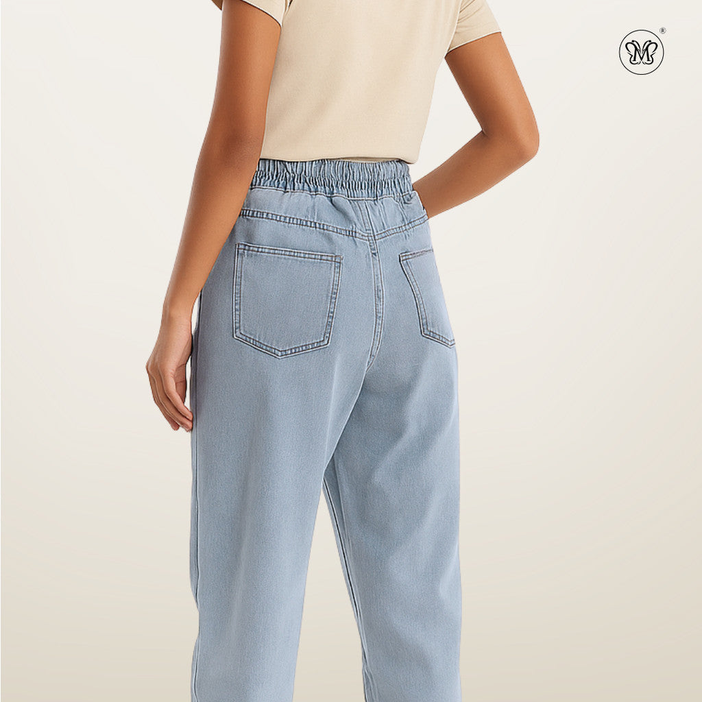 Ladies Denim Trousers with Drawstring