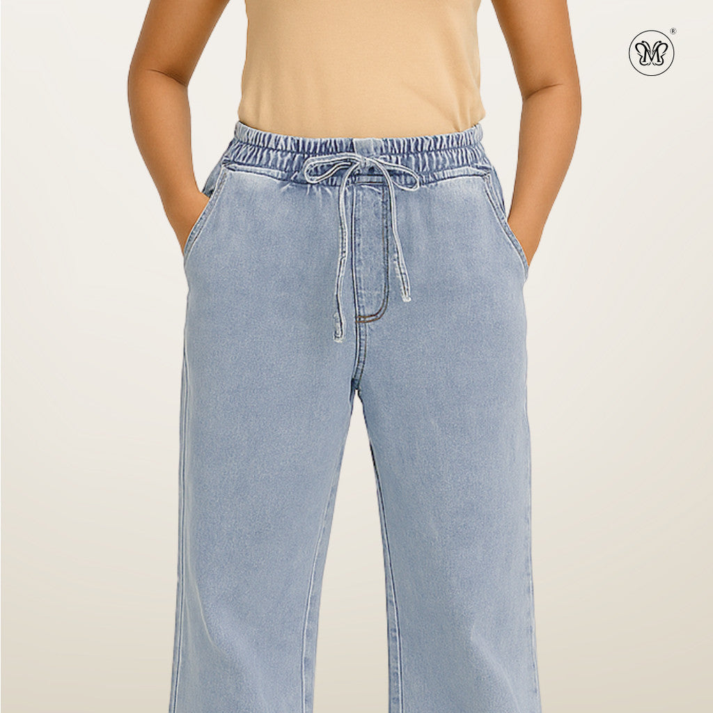 Ladies Denim Trousers with Drawstring