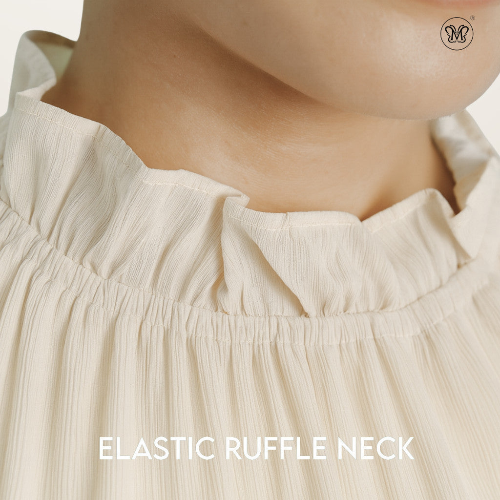 Long Sleeve Blouse with Ruffle Neckline