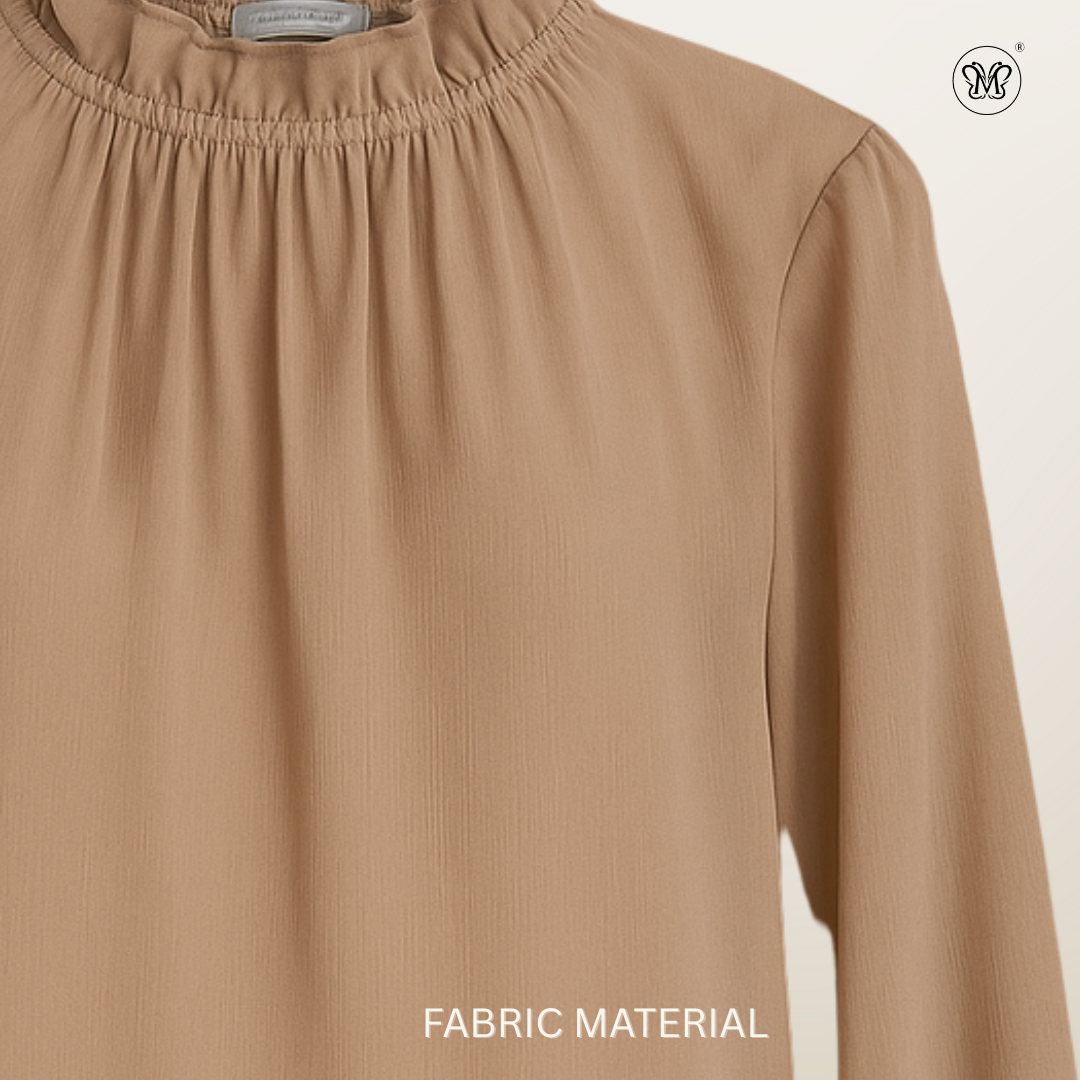 Long Sleeve Blouse with Ruffle Neckline