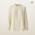 Long Sleeve Blouse with Ruffle Neckline
