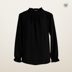 Long Sleeve Blouse with Ruffle Neckline