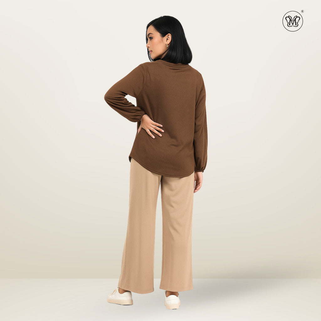 Long Sleeve Blouse with Gathered Neckline
