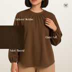 Long Sleeve Blouse with Gathered Neckline