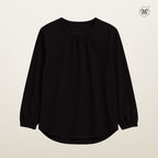 Long Sleeve Blouse with Gathered Neckline